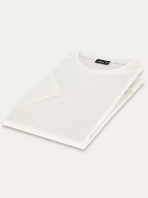 KUBENZ - Biały t-shirt BASE - 95% Bawełna z dodatkiem elastanu - Okrągły dekolt - Gładki - Styl casual