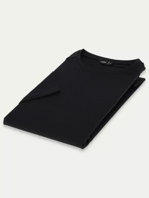 KUBENZ - Czarny t-shirt BASE - 95% Bawełna z dodatkiem elastanu - Okrągły dekolt - Gładki - Styl casual