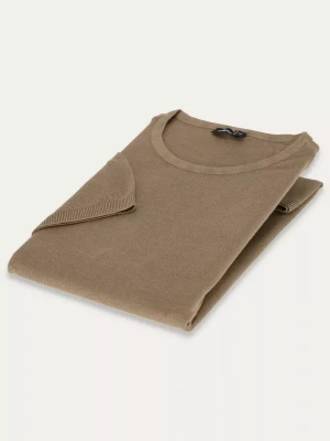 KUBENZ - T-shirt MONO -Kolor kamień- Dzianina wiskozowa - Okrągły dekolt - Styl elegancki