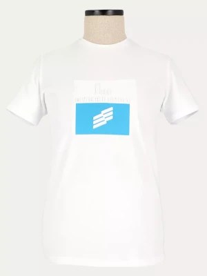 Biały bawełniany t-shirt z nadrukiem slim Blue 2