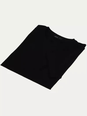 Czarny bawełniany t-shirt gładki slim Basic