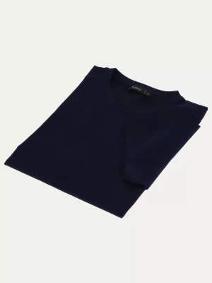Granatowy bawełniany t-shirt gładki slim Basic
