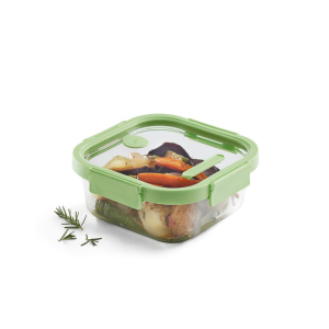 Lekue - Szklany kwadratowy pojemnik 1,1L Zielony