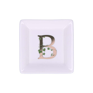 La Porcellana Bianca - Talerzyk kwadratowy z literą "B" 10 cm Adorato