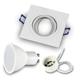 Zestaw 1x Oprawa halogen ruchomy RIK-13 biały + żarówka GU10 7W 3000K