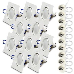Zestaw 10x Oprawa halogen ruchomy RIK-13 biały + żarówka GU10 7W 6000K