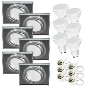Komplet 6x Lustrzana oprawa halogenowa ruchoma RIK-11 + GU10 7W 6000K