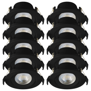 Zestaw 10x lampa wpuszczana downlight LED 7W 560lm średnica 9 cm KARO IP44 czarna
