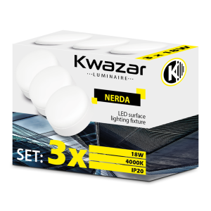 ZESTAW 3x Natynkowy panel LED 18W średnica 12 cm NERDA