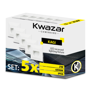 ZESTAW 5x nowoczesna oprawa schodowa LED 2W IP54 KAGI biała