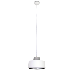 Lampa wisząca nad stół E27 biało- srebrna ID3269