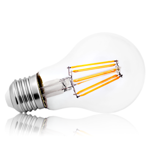 Żarówka filament LED E27 - duży gwint A60 8W=70W 800lm biała ciepła