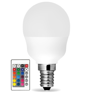 Żarówka LED RGB E14 G45 5,5W z pilotem