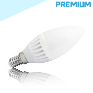 Żarówka ceramiczna LED E14 C37 9W 900lm PREMIUM biała zimna