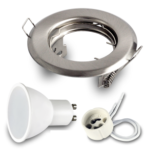 Komplet 1x oprawa wpuszczana stropowa RIK-15 inox + GU10 7W 4000K