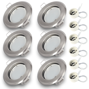 Komplet 6x oprawa wpuszczana stropowa RIK-15 inox + GU10 7W 4000K