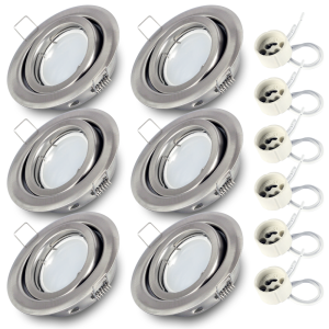 Komplet 6x ruchoma oprawa stropowa RIK-19 inox + GU10 7W 4000K