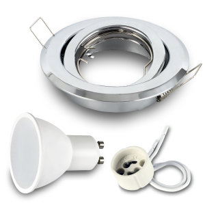 Komplet 1x regulowana oprawa stropowa RIK-19 chrom + GU10 7W 4000K