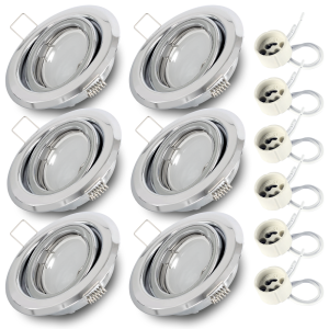 Komplet 6x regulowana oprawa stropowa RIK-19 chrom + GU10 7W 3000K
