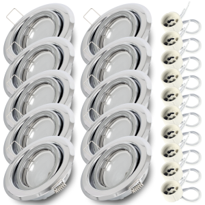 Komplet 10x regulowana oprawa stropowa RIK-19 chrom + GU10 7W 3000K