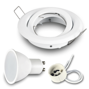 Komplet 1x ruchoma oprawa stropowa RIK-19 biały + GU10 7W 3000K