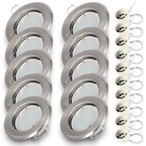Komplet 10x oprawa wpuszczana stropowa RIK-15 inox + GU10 7W 6000K