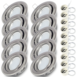 Komplet 10x ruchoma oprawa stropowa RIK-19 inox + GU10 7W 6000K