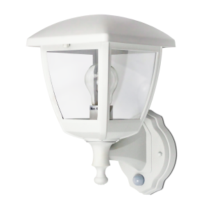 Lampa ścienna latarnia z czujnikiem ruchu i zmierzchu IP44 KREDO S biała