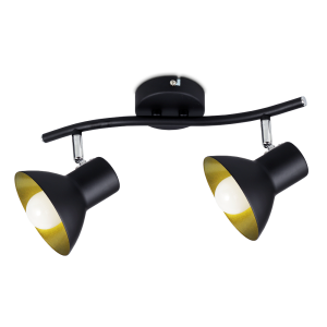 Lampa ścienno-sufitowa spot podwójny czarno-złoty 2xE14 JERRY-2