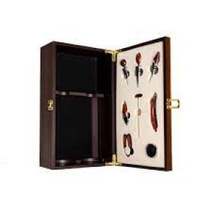 Laciviltadelbere Portabottiglie in legno per 2 bottiglie con 8 accessori