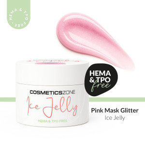 Żel budujący do paznokci UV LED galaretka ICE JELLY mlecznoróżowy z brokatem - Pink Mask Glitter 15ml