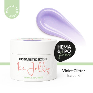 Żel do przedłużania paznokci UV LED galaretka ICE JELLY - fioletowy z brokatem - Violet Glitter 50ml
