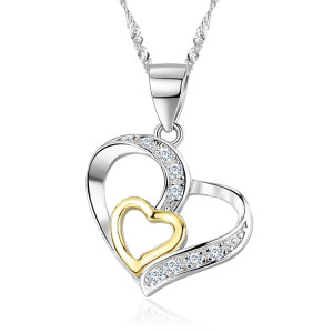 Srebrny naszyjnik damski 925 łańcuszek z motywem serca