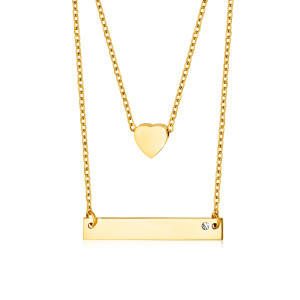 Złoty naszyjnik damski 585 z blaszką i sercem