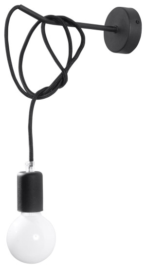 Kinkiet EDISON Czarny oplot loft E27 lampa ścienna