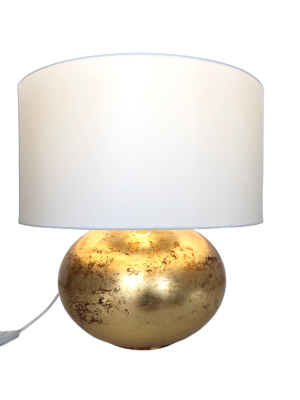 Lampa Biurkowa Goldena 2 Złoty Miedź Biały Abażur