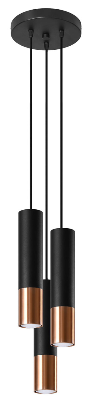 Lampa wisząca LOOPEZ 3P czarny/miedź tuba