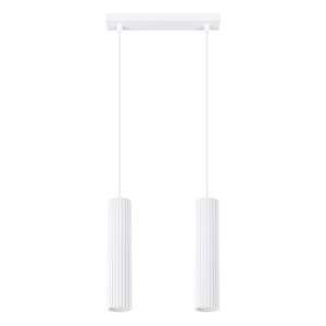 Lampa Wisząca Karbon 2 Biała – Podwójna Lampa Sufitowa Do Salonu, Jadalni I Kuchni
