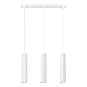 Lampa Wisząca Karbon 3l Biała – Potrójna Lampa Sufitowa Liniowa Do Salonu, Jadalni I Kuchni