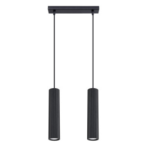 Lampa Wisząca Karbon 2 Czarna – Podwójna Lampa Sufitowa W Czarnym Kolorze Do Salonu I Jadalni
