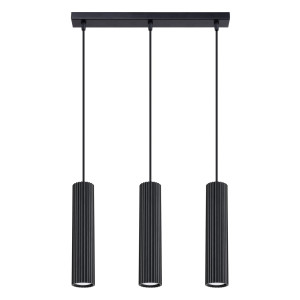 Lampa wisząca KARBON 3L czarna – potrójna lampa sufitowa liniowa w czarnym kolorze do salonu i jadalni