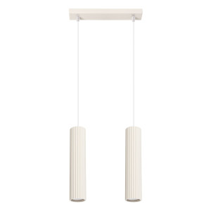 Lampa wisząca KARBON 2 beżowa – podwójna lampa sufitowa w beżowym kolorze do salonu i jadalni