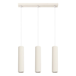 Lampa wisząca KARBON 3L beżowa – potrójna lampa sufitowa liniowa w beżowym kolorze do salonu i jadalni