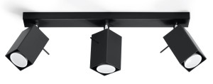 Czarny Plafon Merida 3 Halogen Spot Kwadrat