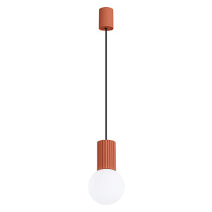 Lampa Wisząca Halo 1 Ochra Czerwona – Designerska Pojedyncza Lampa Sufitowa Do Salonu I Jadalni
