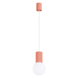 Lampa Wisząca Halo 1 Brzoskwiniowa – Subtelna Pojedyncza Lampa Sufitowa W Pastelowym Odcieniu Do Salonu I Jadalni