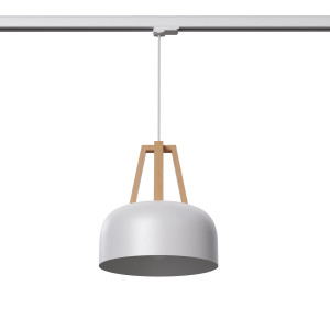 Lampa Wisząca Casco Biała/naturalne Drewno E27