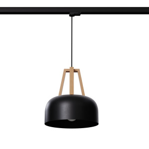 Lampa Wisząca Casco Czarna/naturalne Drewno E27