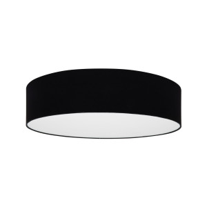 Plafon Tondo 50 Cm Czarny Dalpi – Elegancka Lampa Sufitowa E27 Z Tkaninowym Abażurem I Mleczną Plexi