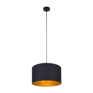 Lampa Wisząca Leo Gold Czarna Złota Z Abażurem 40 Cm